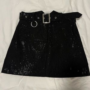 Black rhinestone mini skirt
